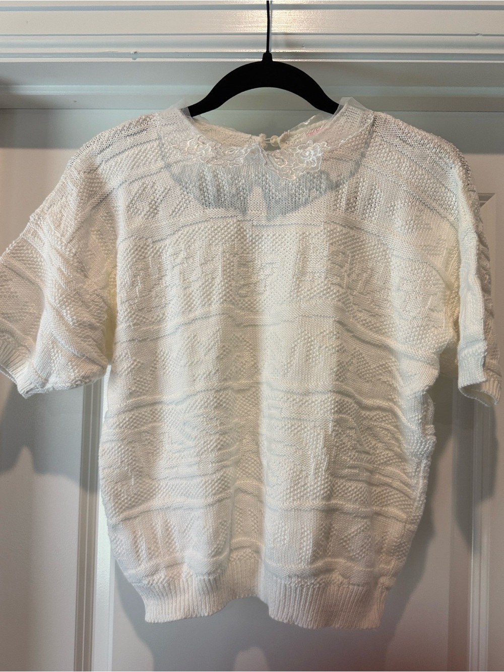 Vintage Short-Sleeve Crewneck Knit Sweater Size Petite Medium